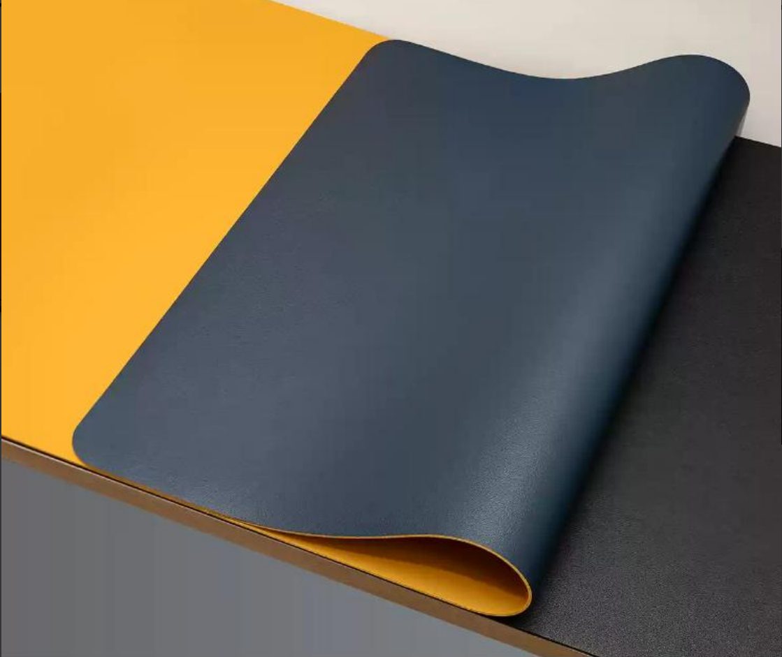 Dual-sided PU leather desk pad in two colours